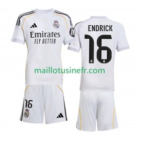 Maillot de Foot Real Madrid Endrick 16 Domicile 2025-26 - Enfant